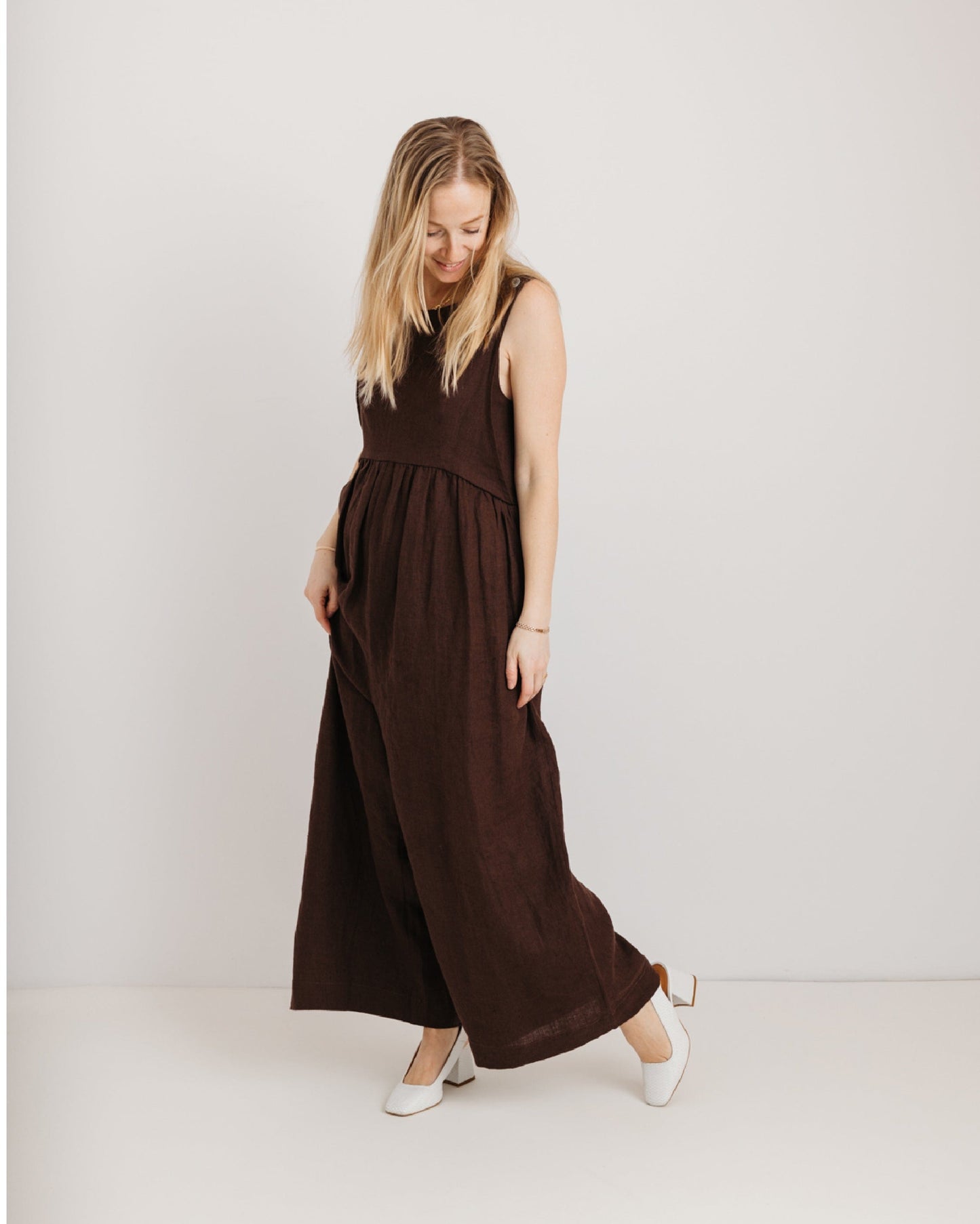 Ada Linen Jumpsuit | Chocolate Brown | Journy