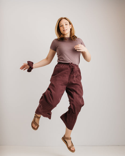 the Daisy Trouser - Burgundy Stripe
