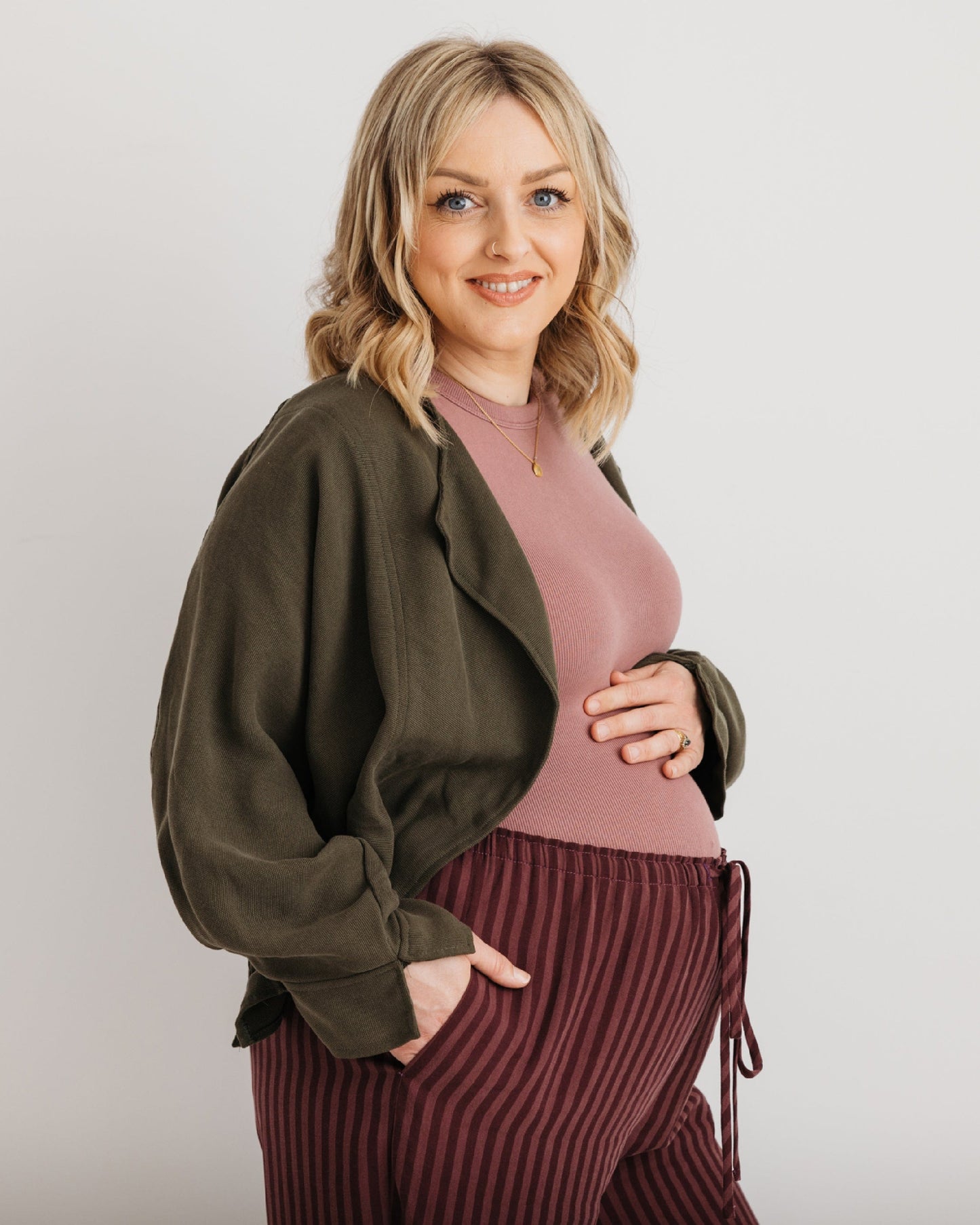 the Daisy Trouser - Burgandy Stripe