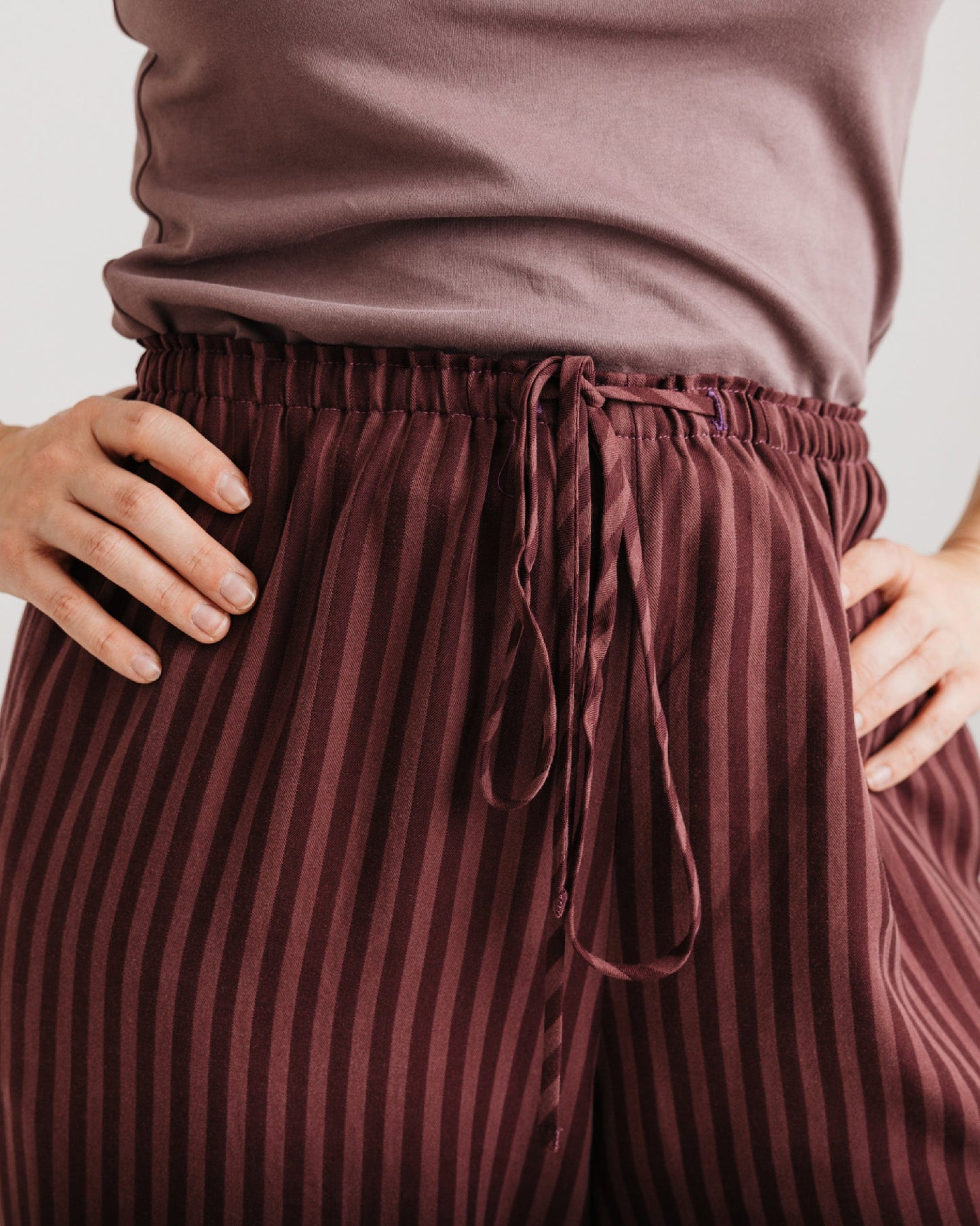 the Daisy Trouser - Burgandy Stripe