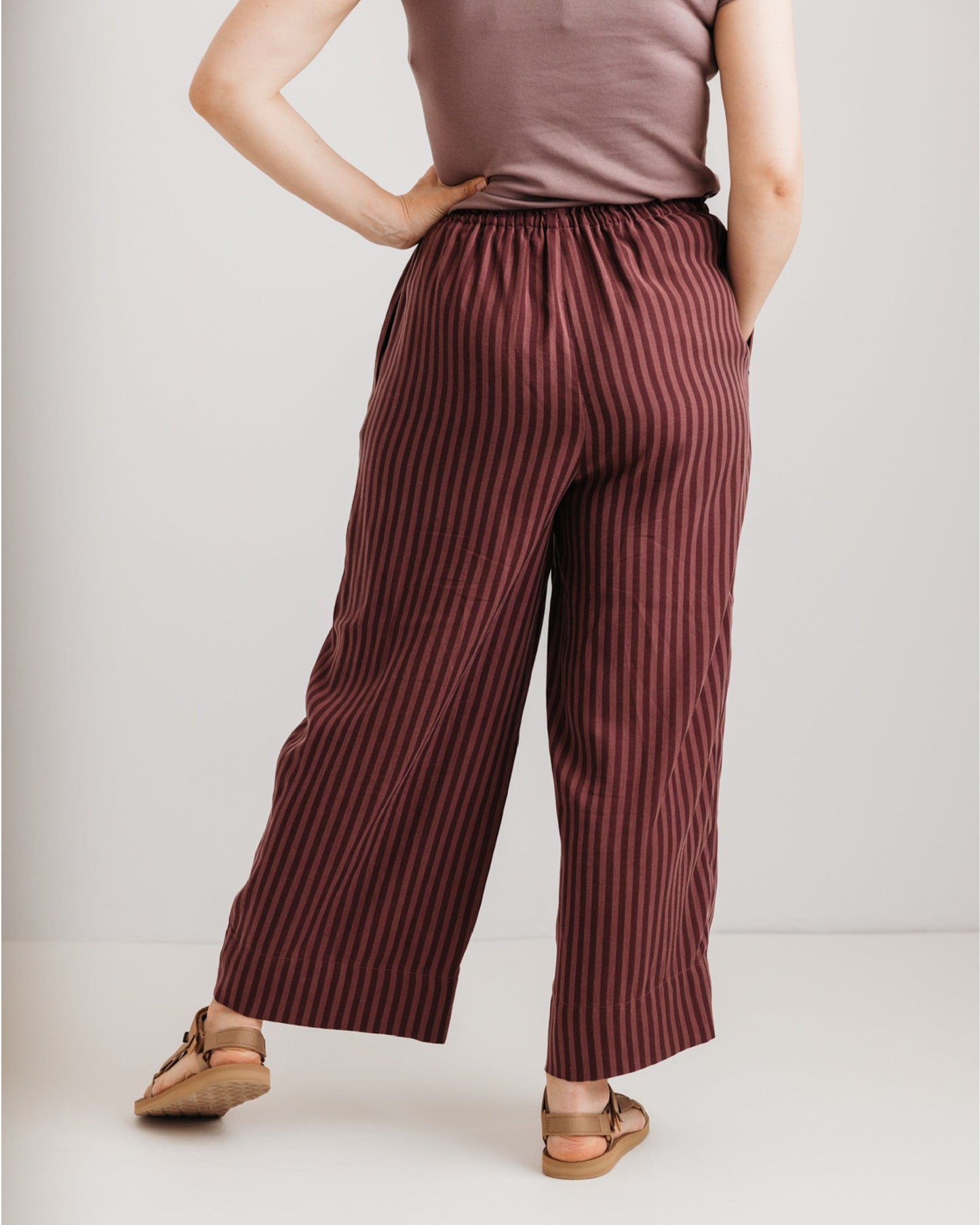 the Daisy Trouser - Burgandy Stripe