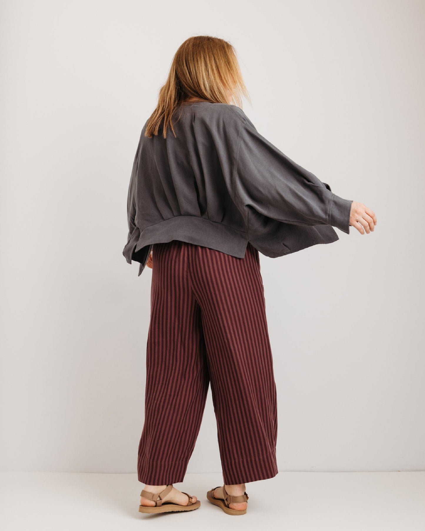 the Daisy Trouser - Burgandy Stripe