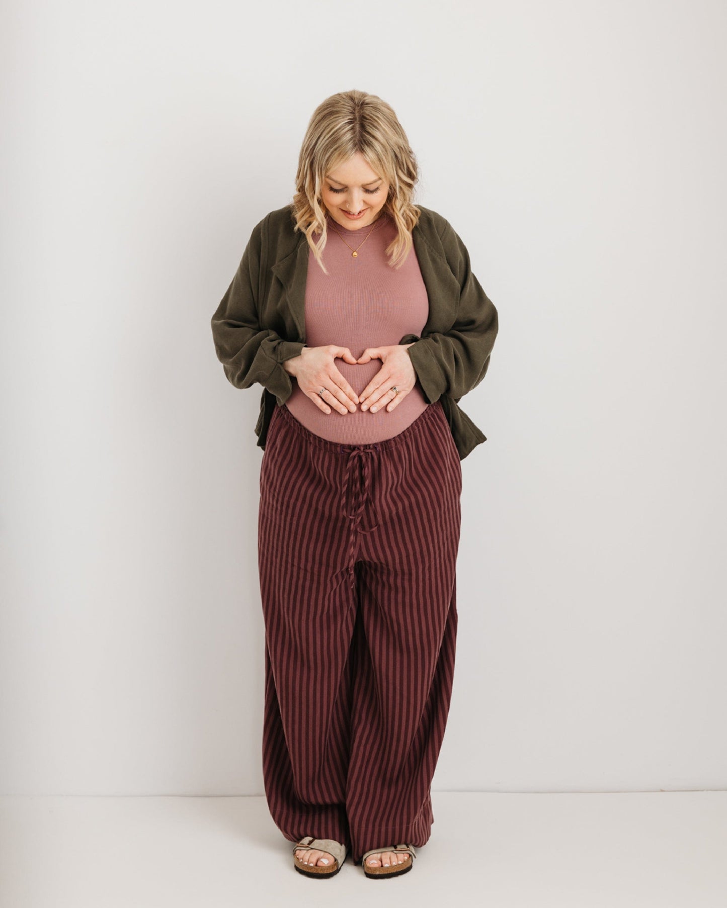 the Daisy Trouser - Burgandy Stripe