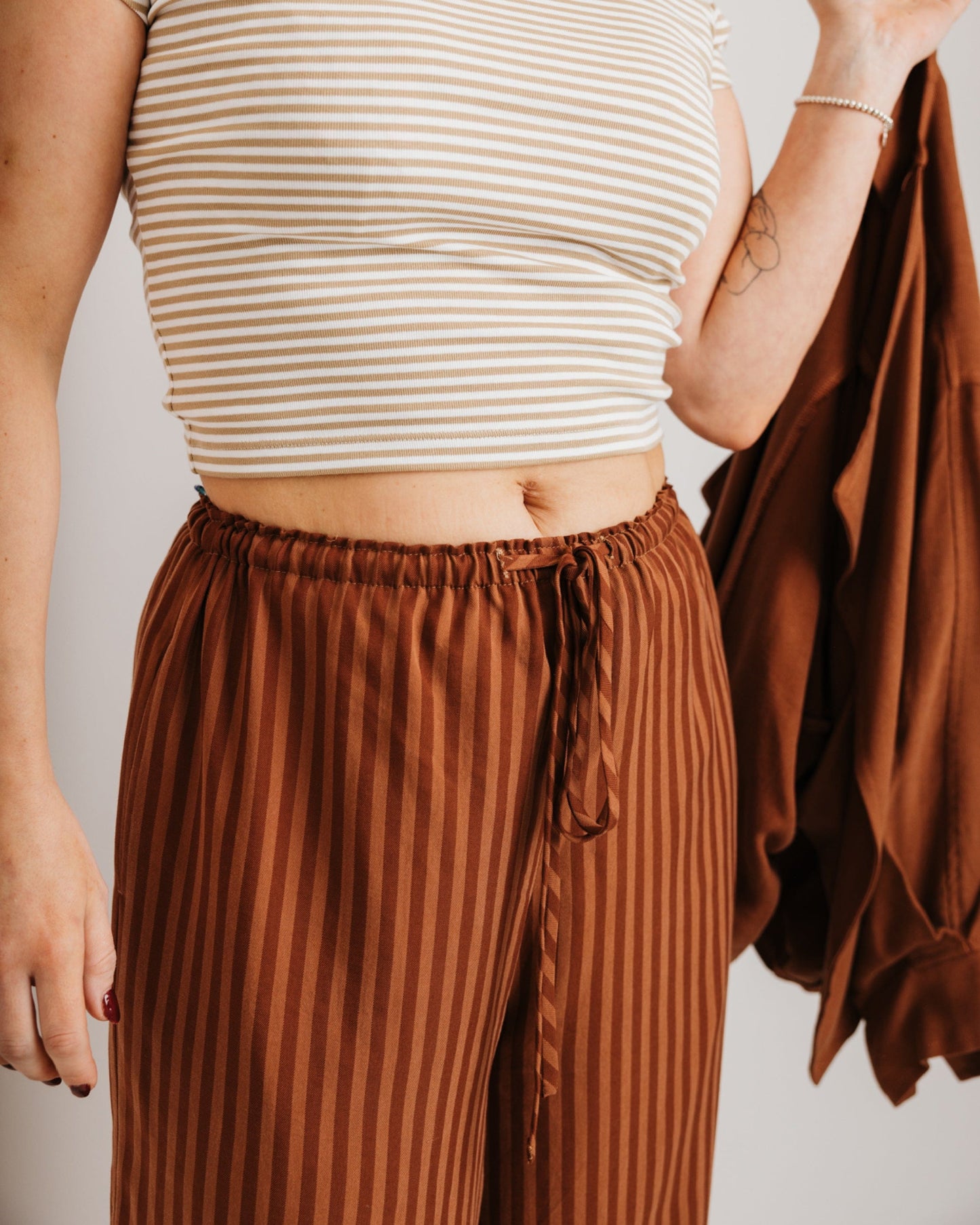 the Daisy Trouser - Mocha Stripe