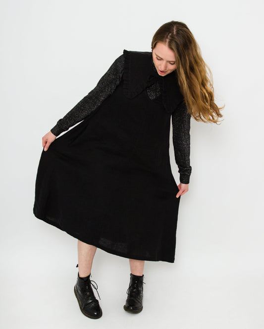 Linen Lucy Dress | Black Linen | Journy