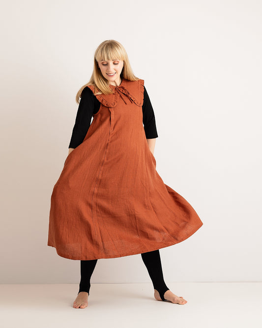 Linen Dress - Lucy - Burnt Orange