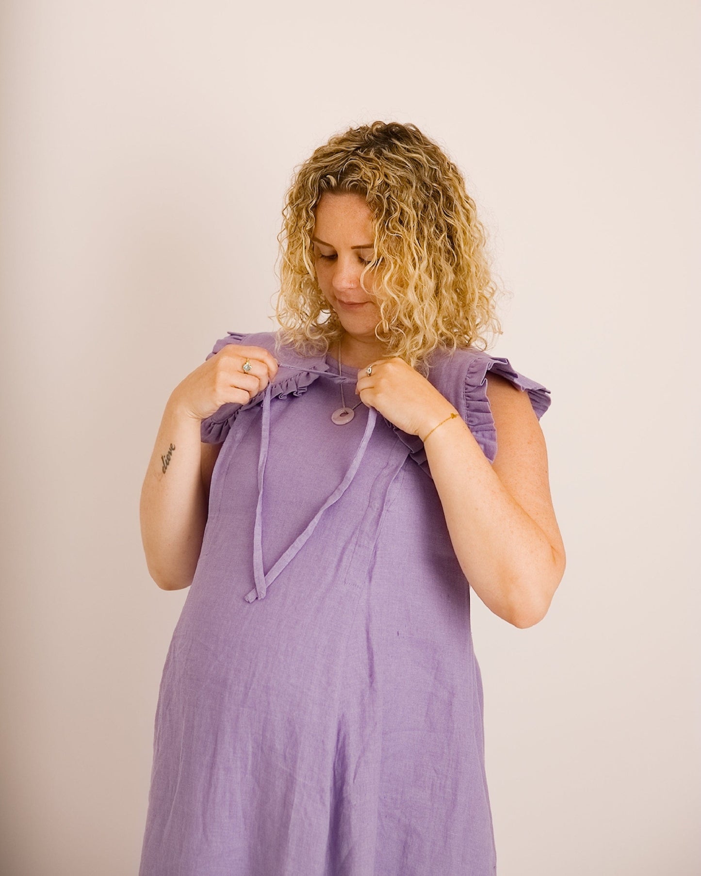 Lucy Dress - Lavender Linen