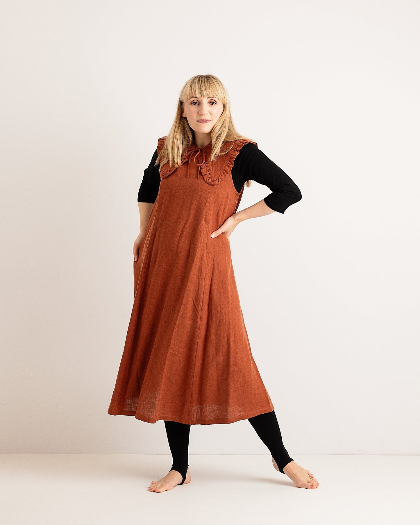 Linen Dress - Lucy - Burnt Orange