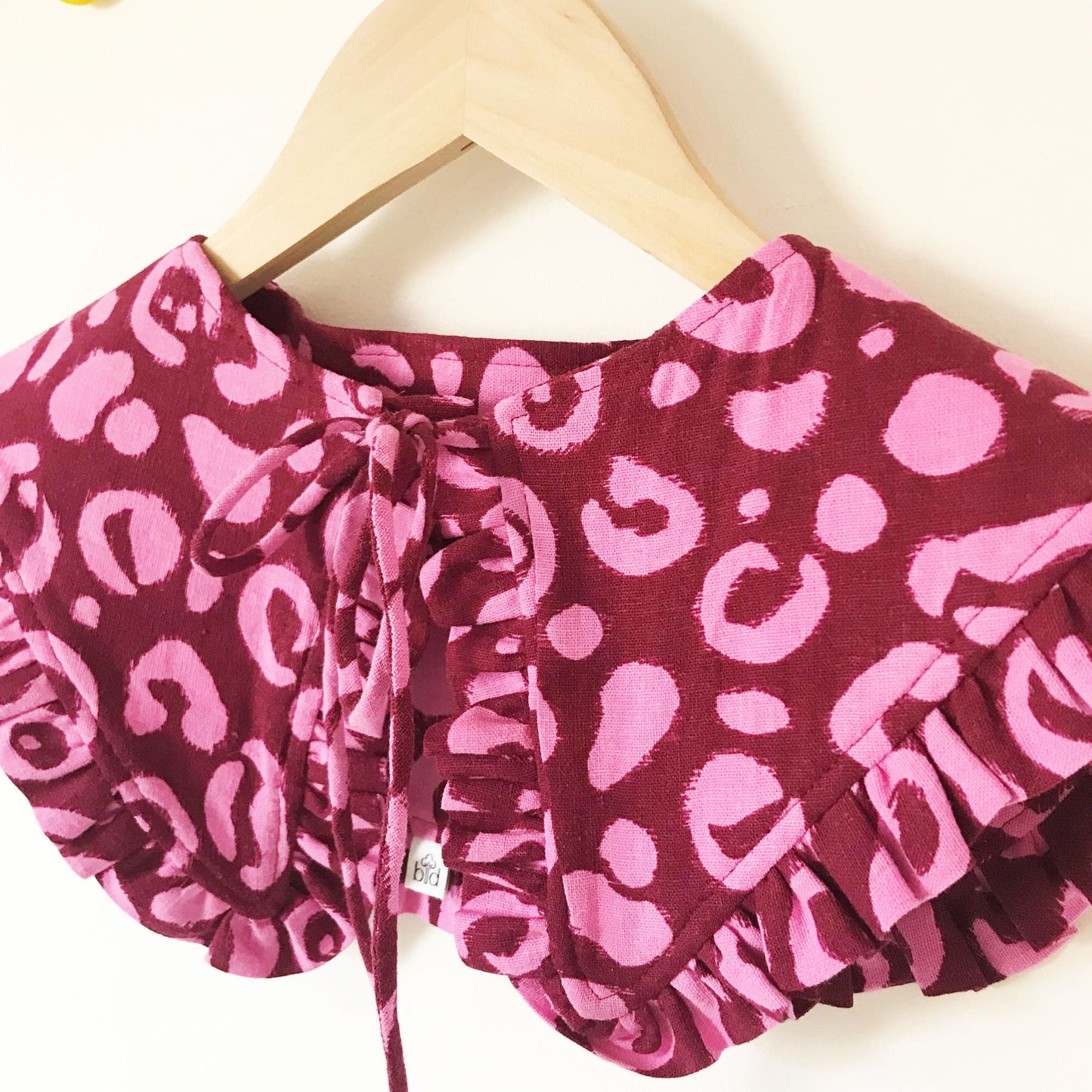 Ruffle Detachable Collar - Margot Collar - Pink Leopard Linen