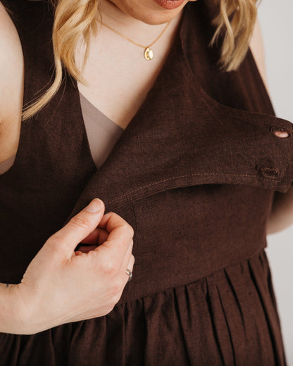 Ada Linen Jumpsuit | Chocolate Brown | Journy
