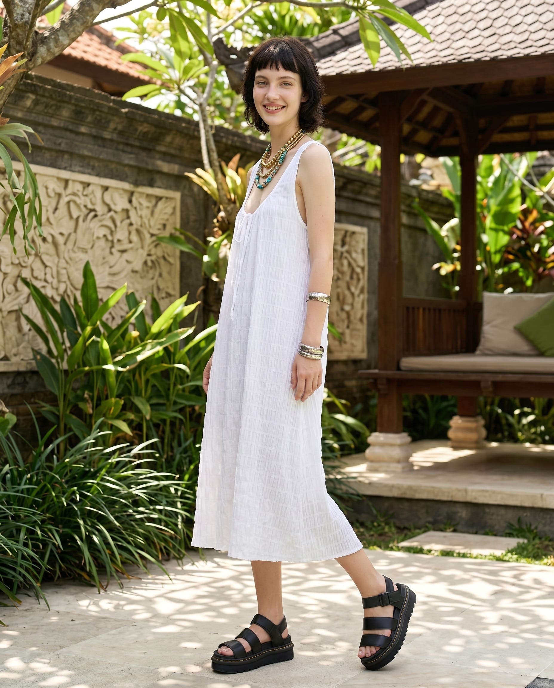 Coral Dress - White