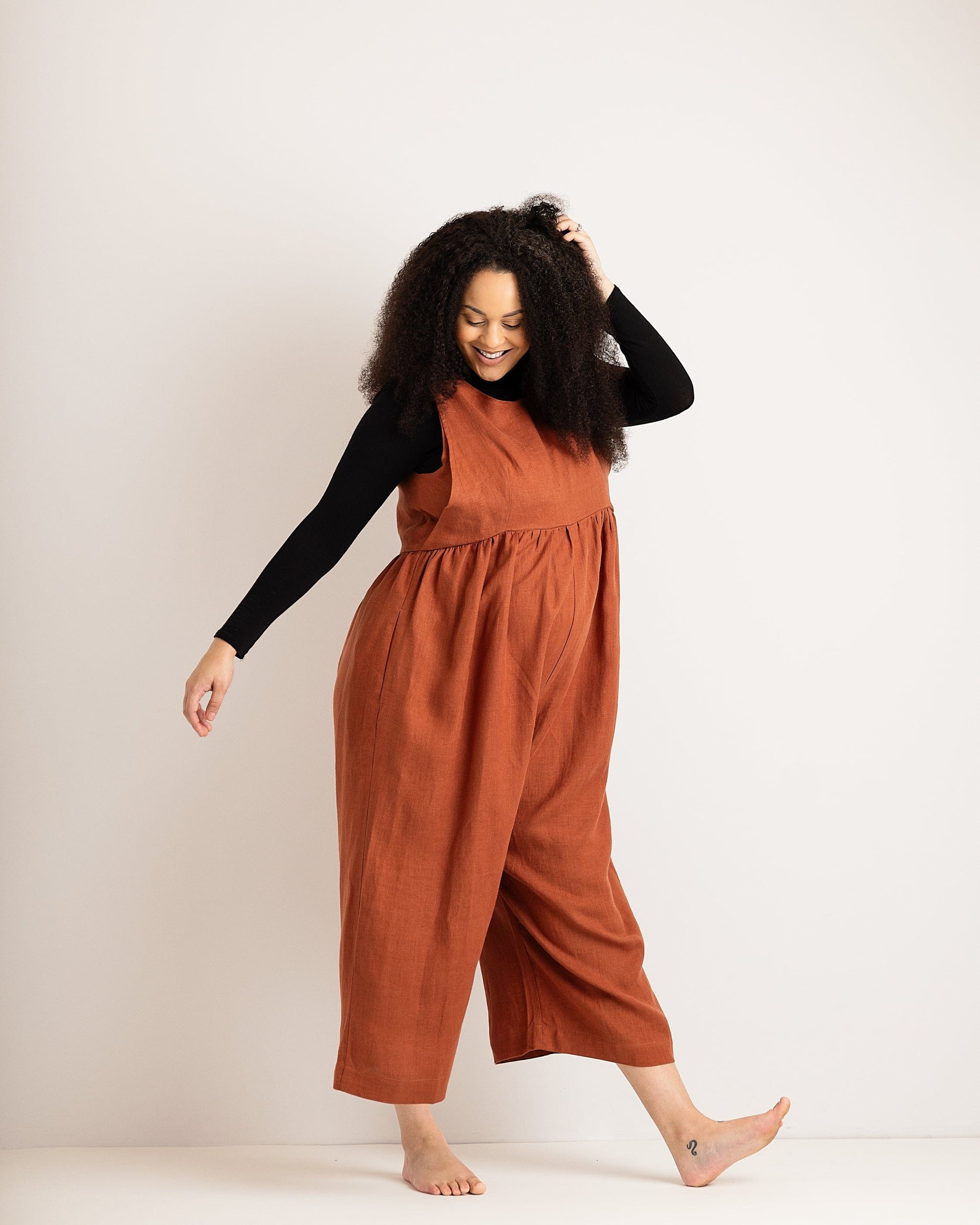 Linen Jumpsuit - Ada - Burnt Orange