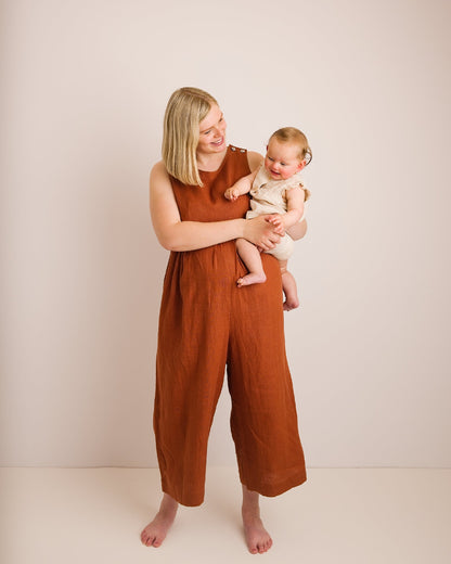 Linen Jumpsuit - Ada - Burnt Orange