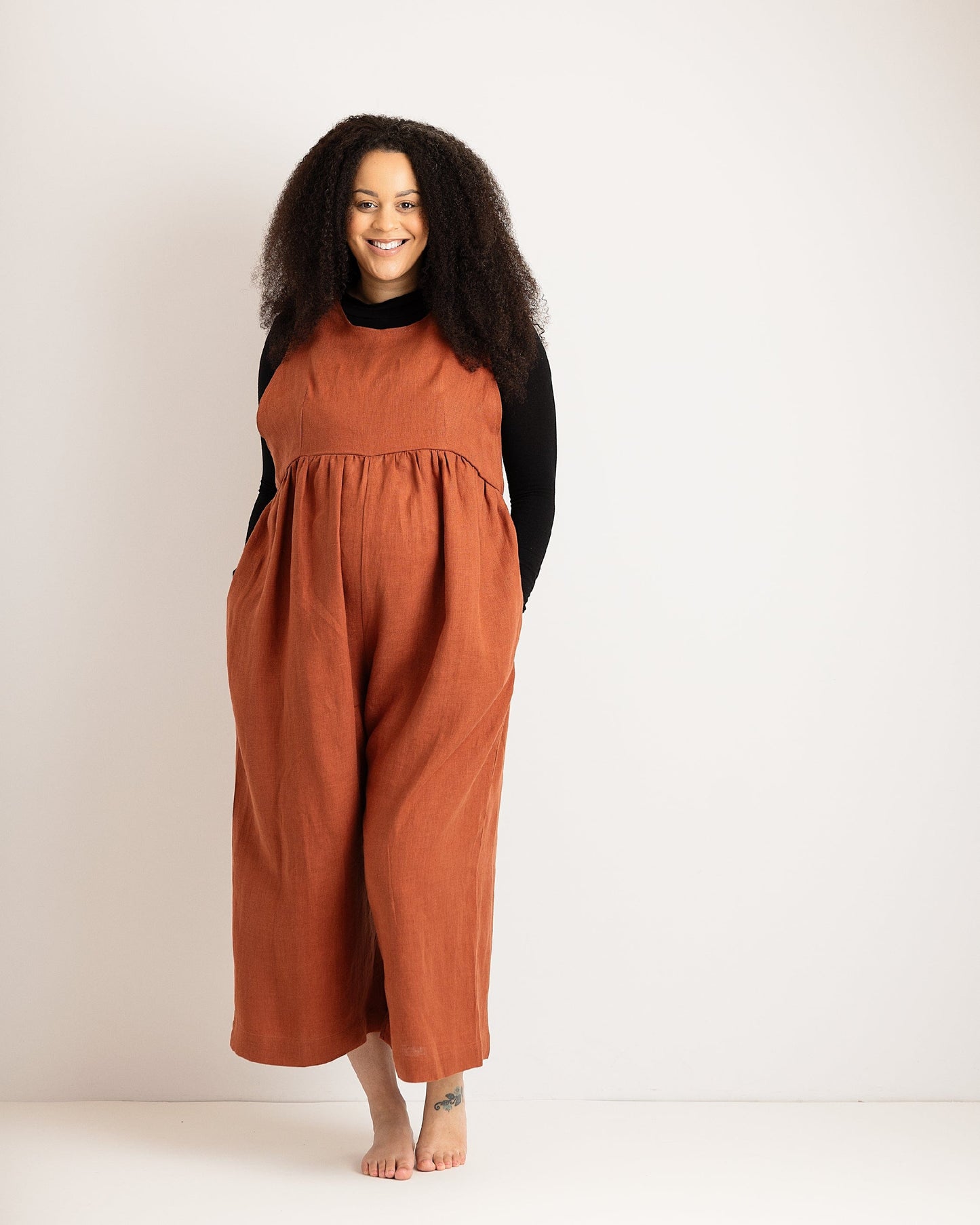Linen Jumpsuit - Ada - Burnt Orange