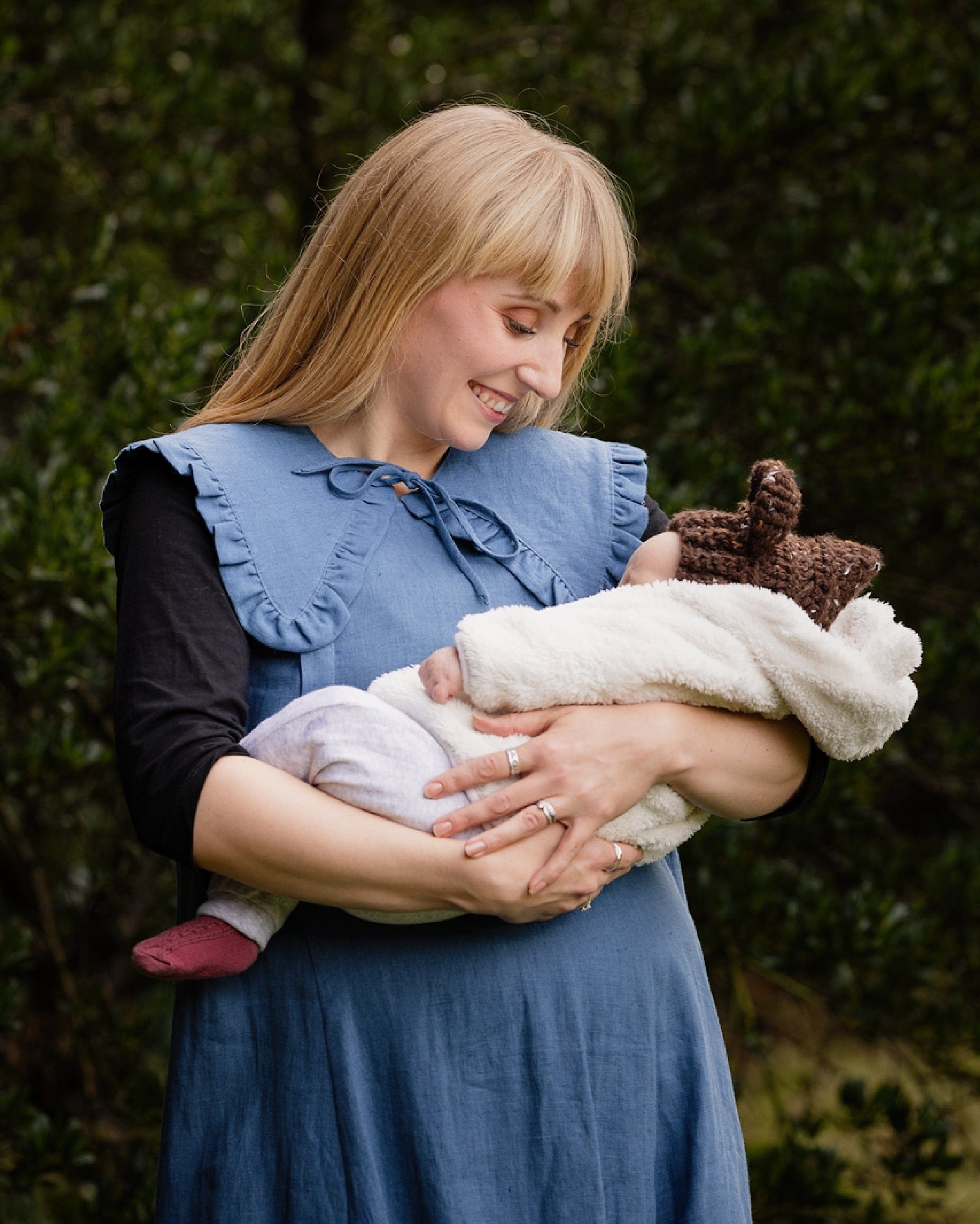 Ruffle Detachable Collar - Margot Collar - Aegean Blue Linen