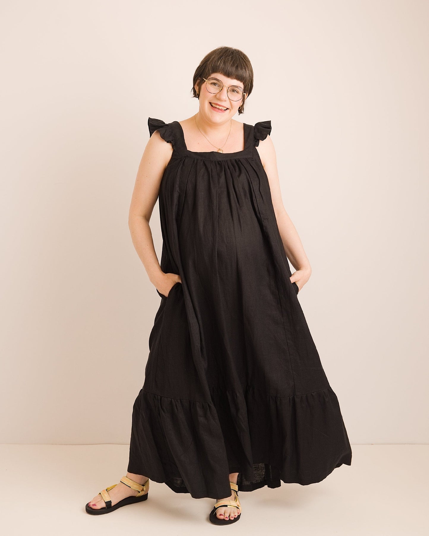 Linen Maxi Dress | Black | Journy