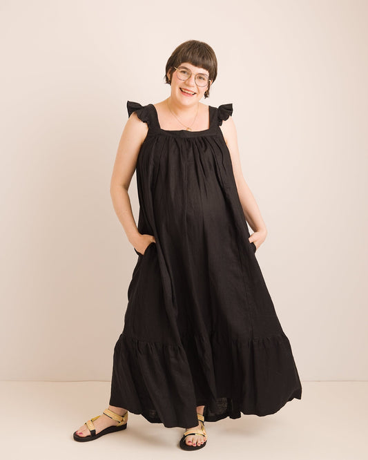 Linen Maxi Dress | Black | Journy
