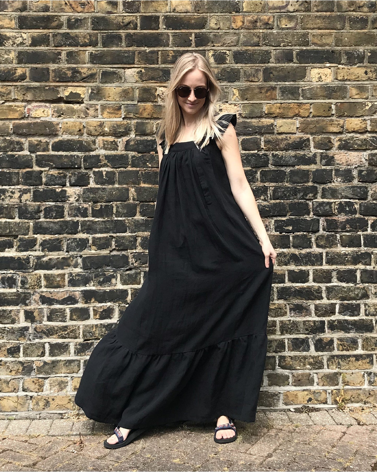 Linen Maxi Dress | Black | Journy