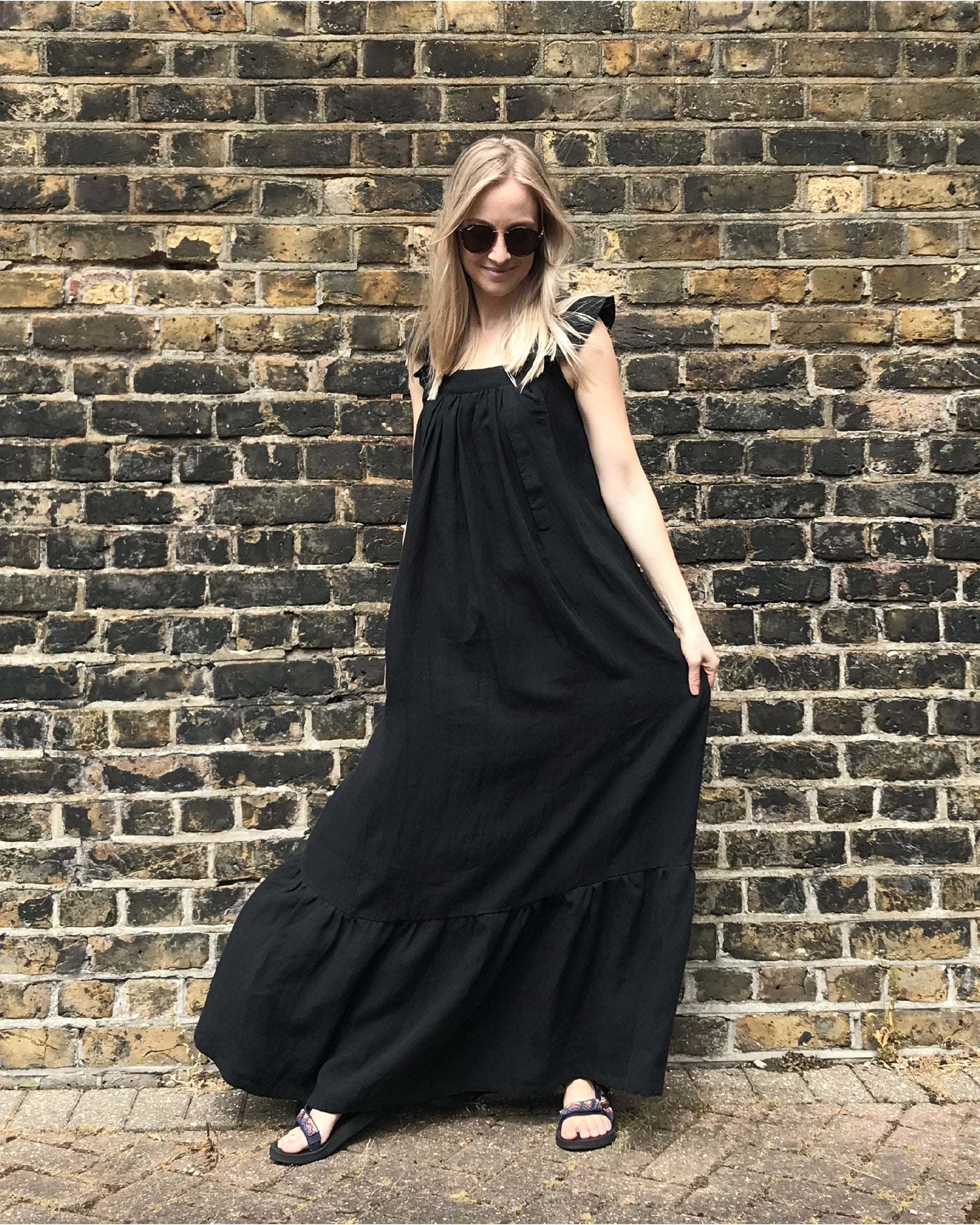 Linen Maxi Dress | Black | Journy