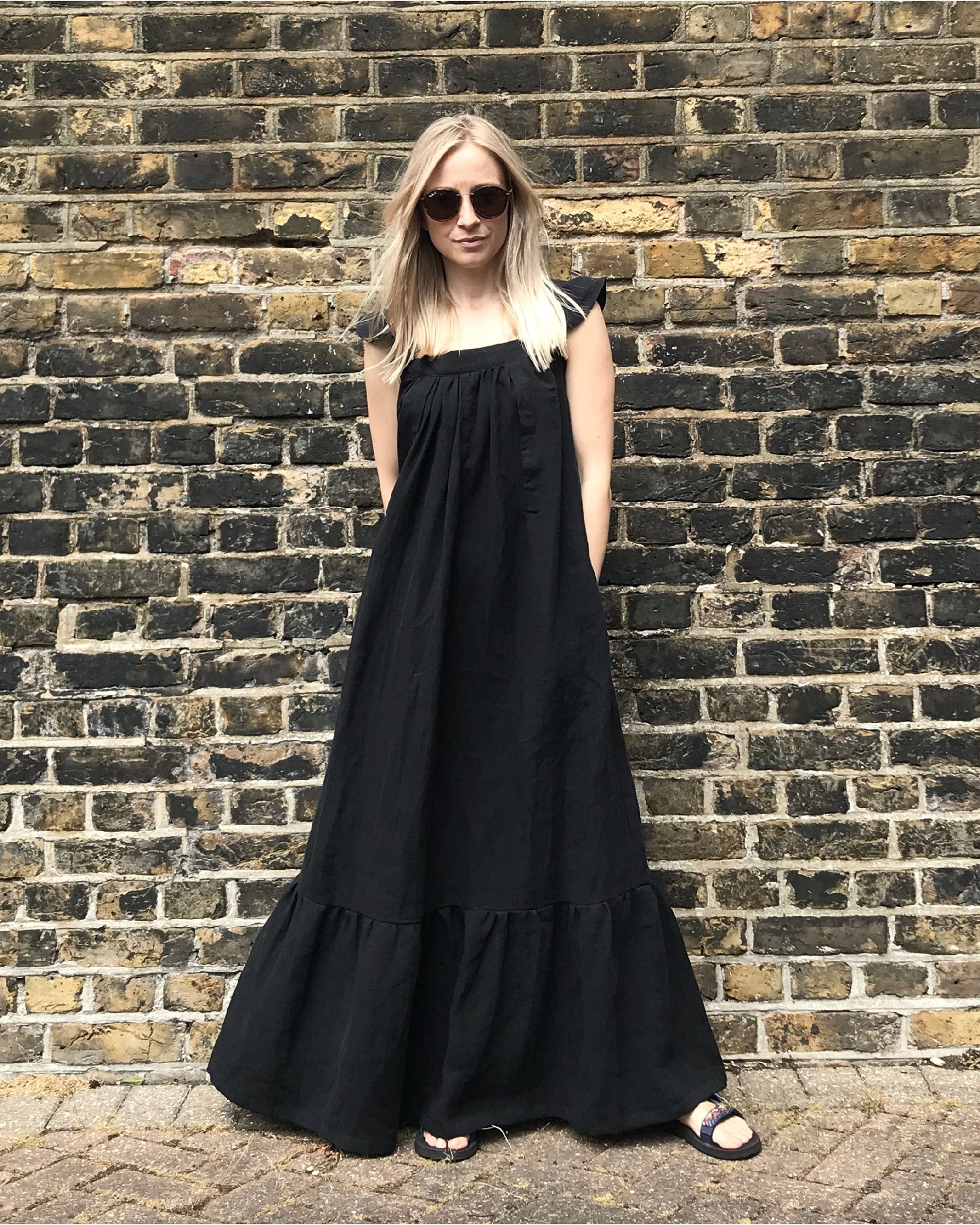 Linen Maxi Dress | Black | Journy