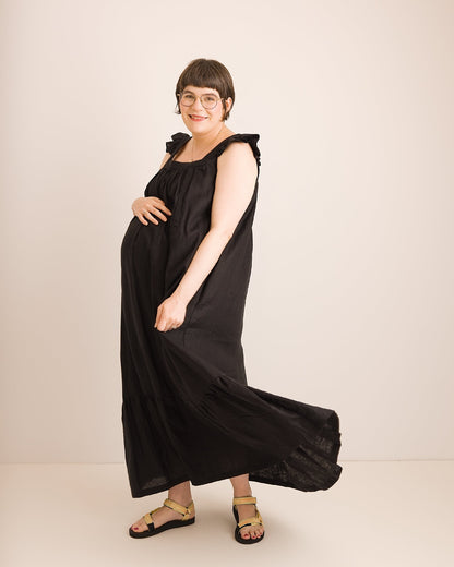 Linen Maxi Dress | Black | Journy