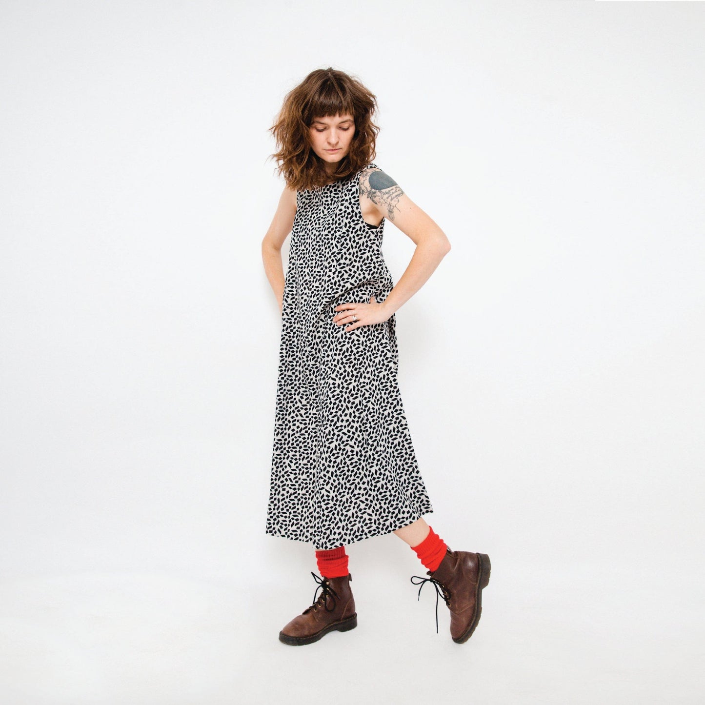 Lucy Dress - Maternity + Breastfeeding friendly - Black + Ecru Print