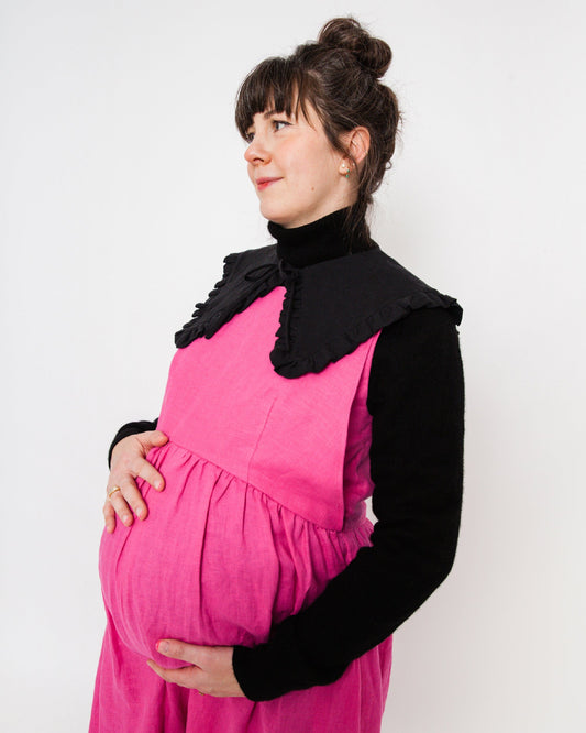 Ruffle Detachable Collar | Black Linen | Journy