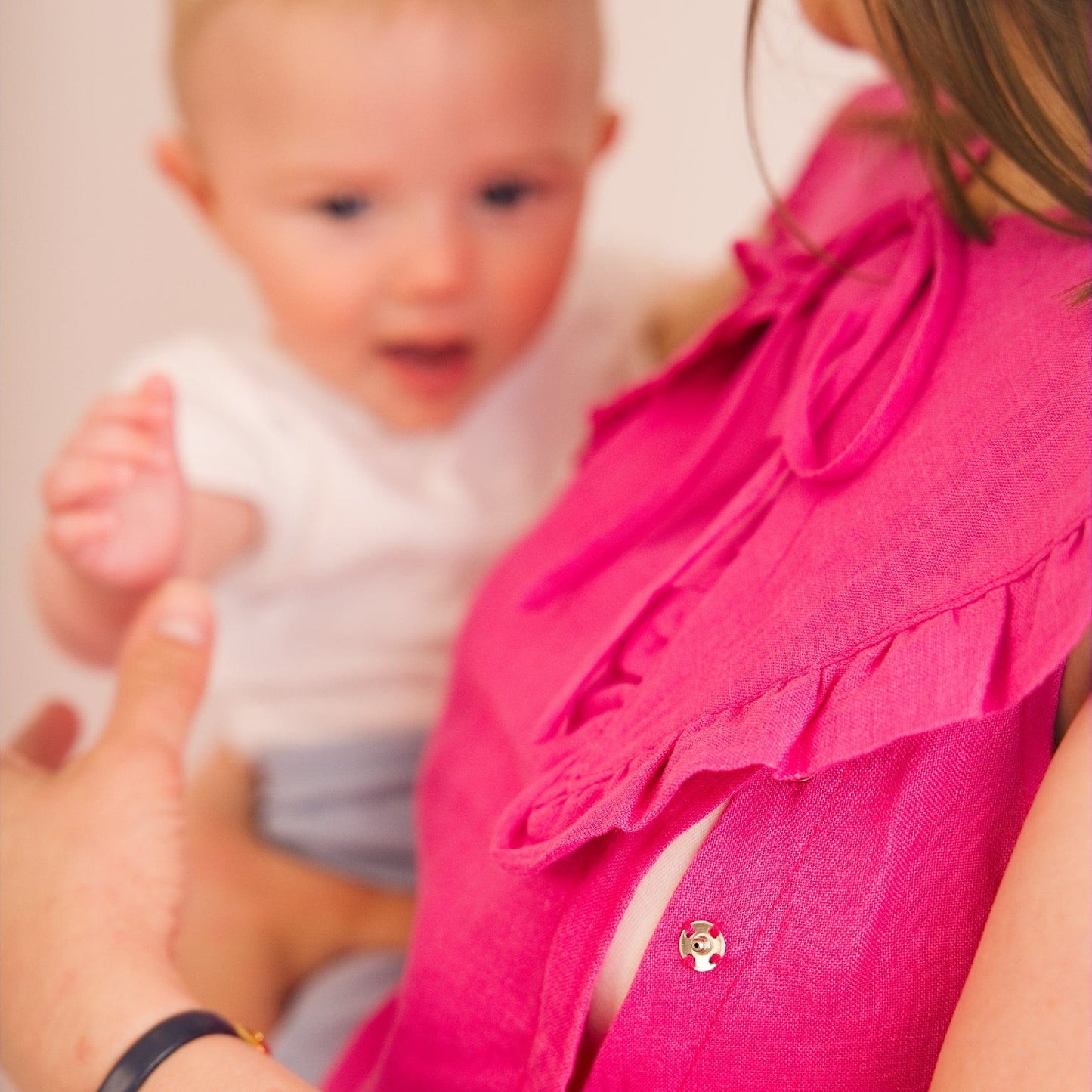 Lucy Dress - Maternity + Breastfeeding friendly - Pink Linen