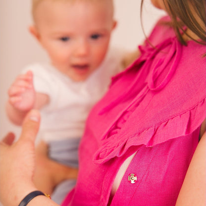 Lucy Dress - Maternity + Breastfeeding friendly - Pink Linen