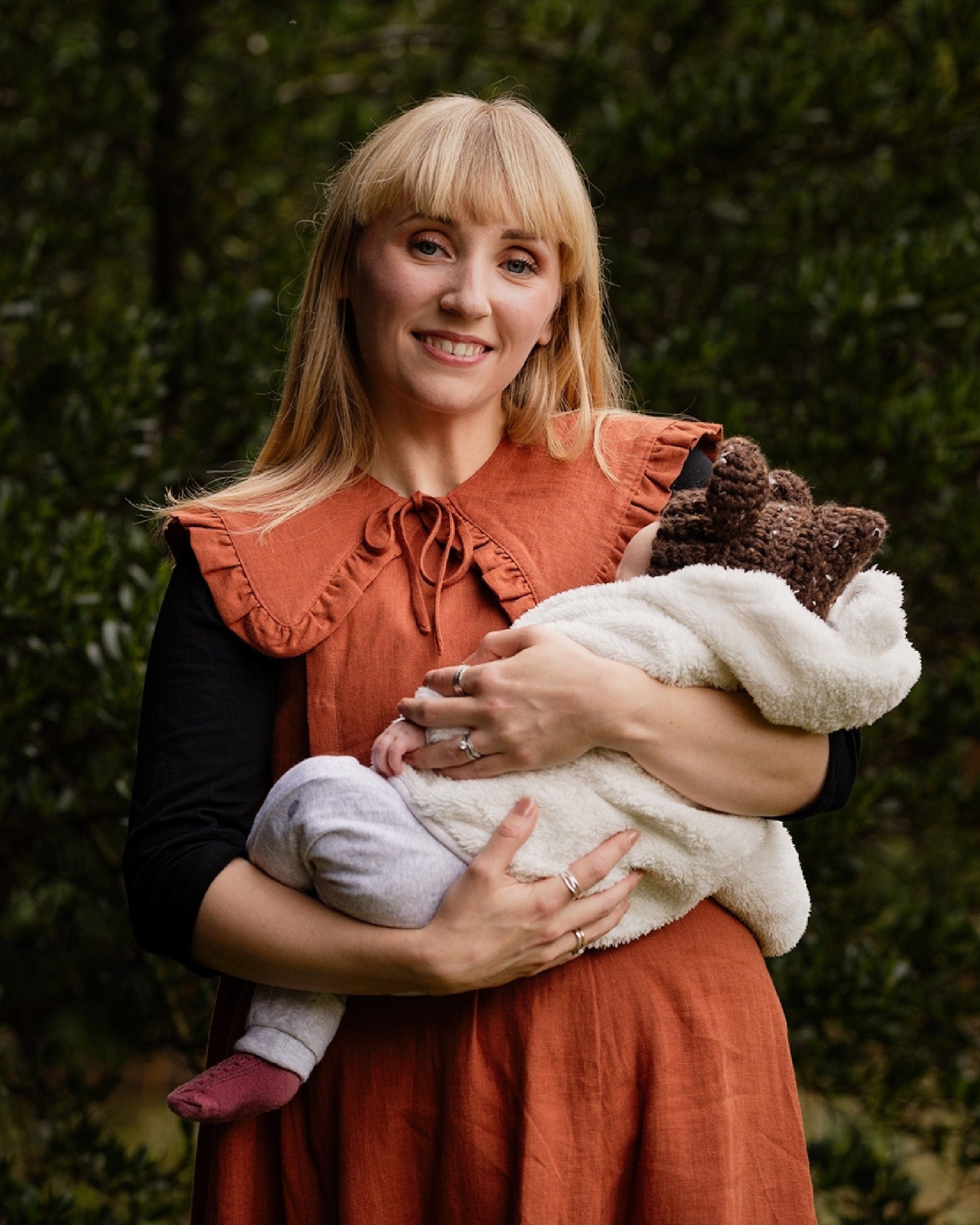 Ruffle Detachable Collar - Margot Collar - Burnt Orange Linen
