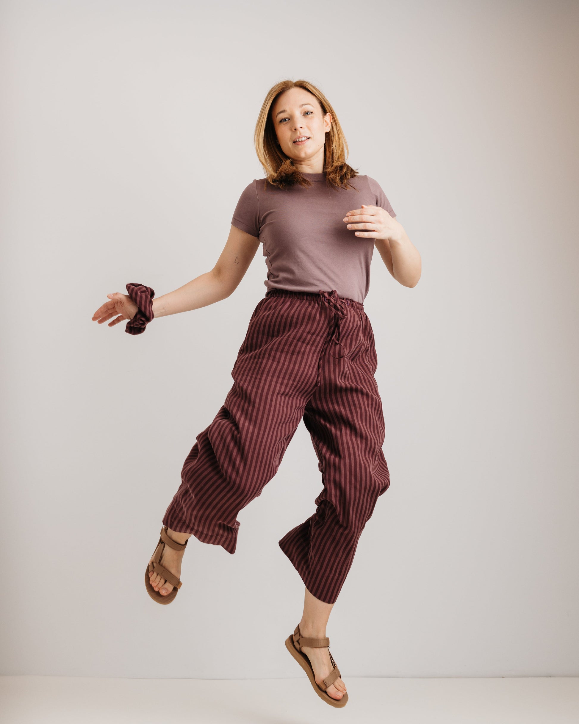the Daisy Trouser - Burgundy Stripe