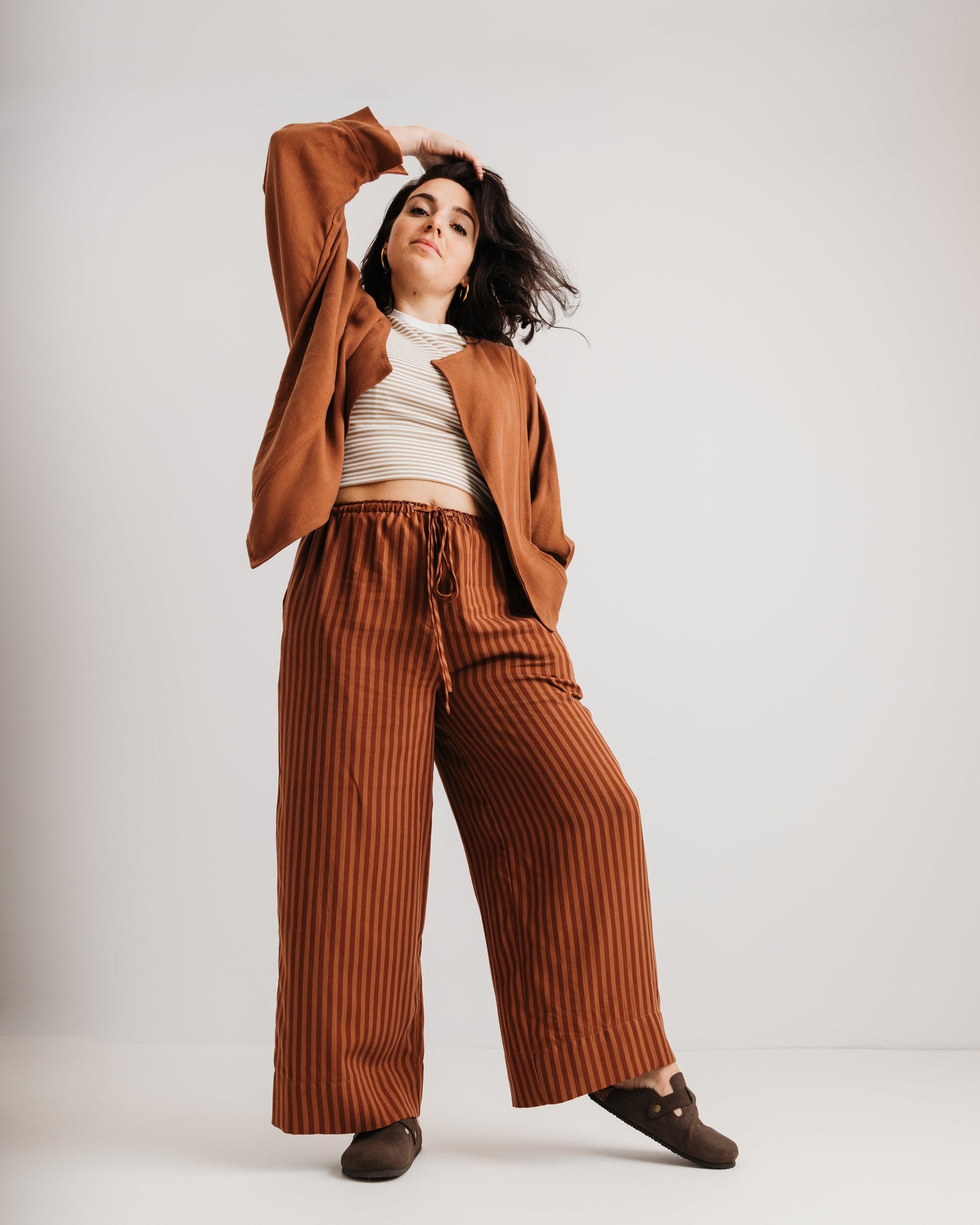 the Daisy Trouser - Mocha Stripe