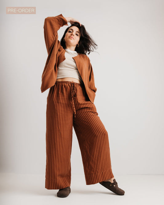the Daisy Trouser - Mocha Stripe