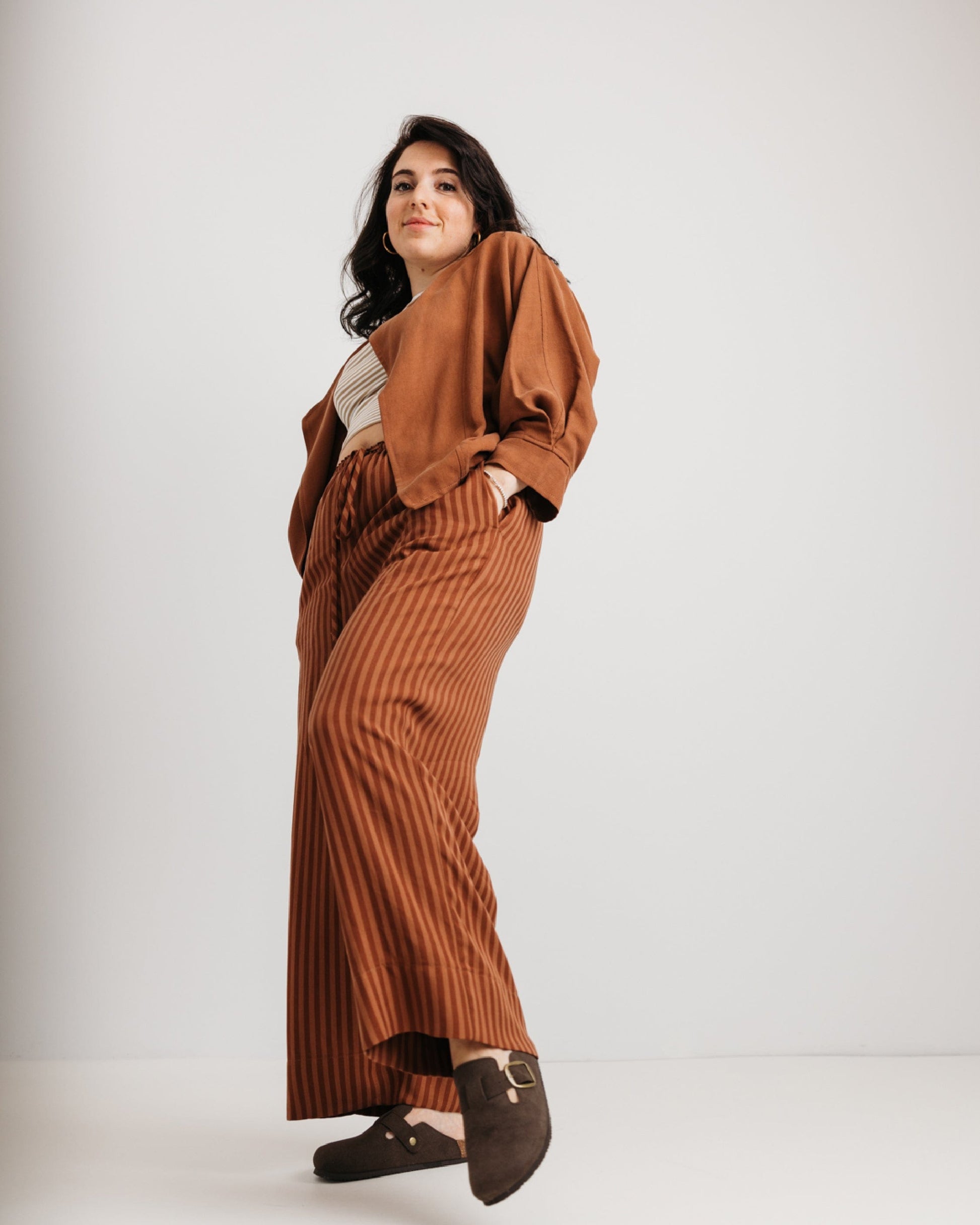 the Daisy Trouser - Mocha Stripe