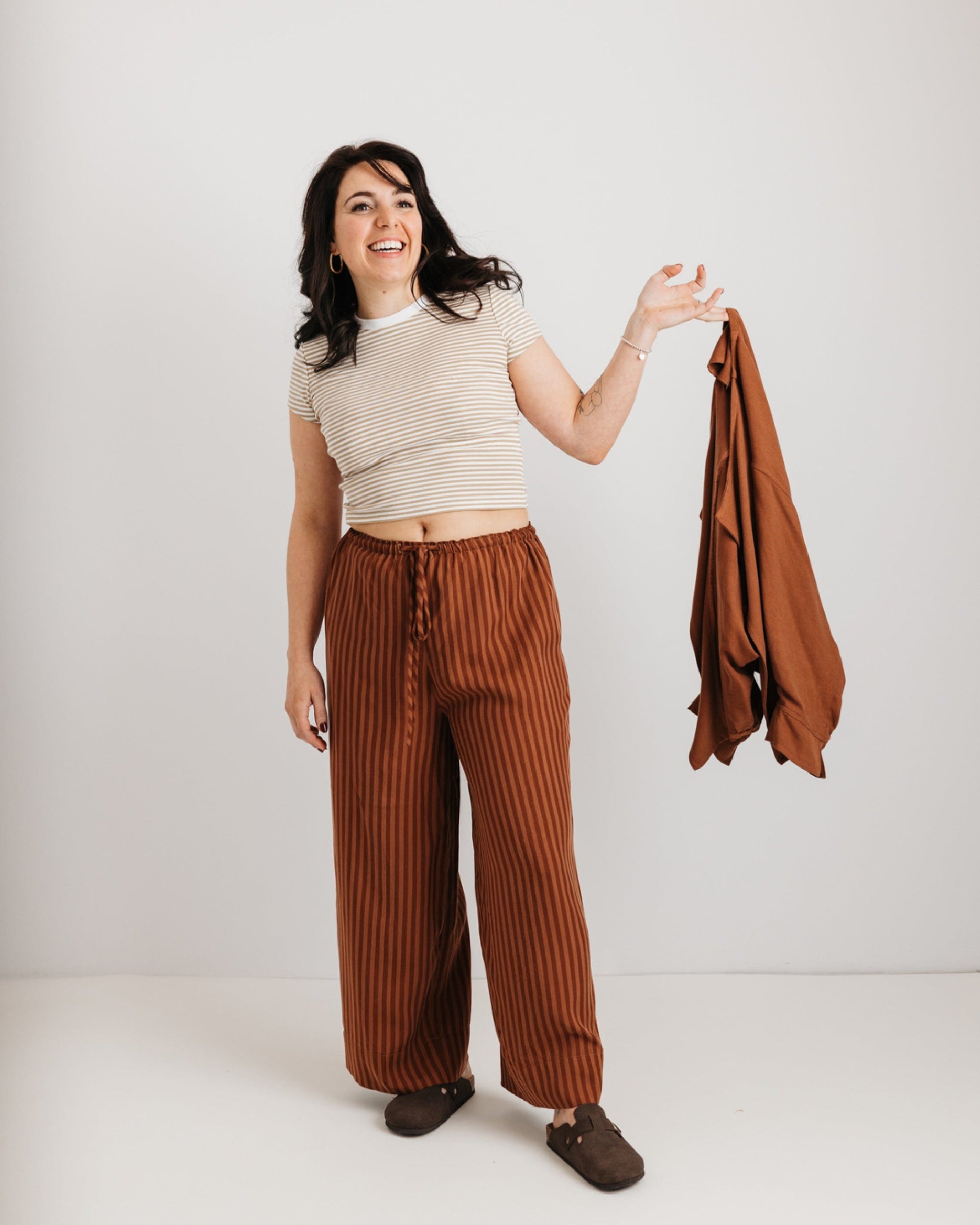 the Daisy Trouser - Mocha Stripe