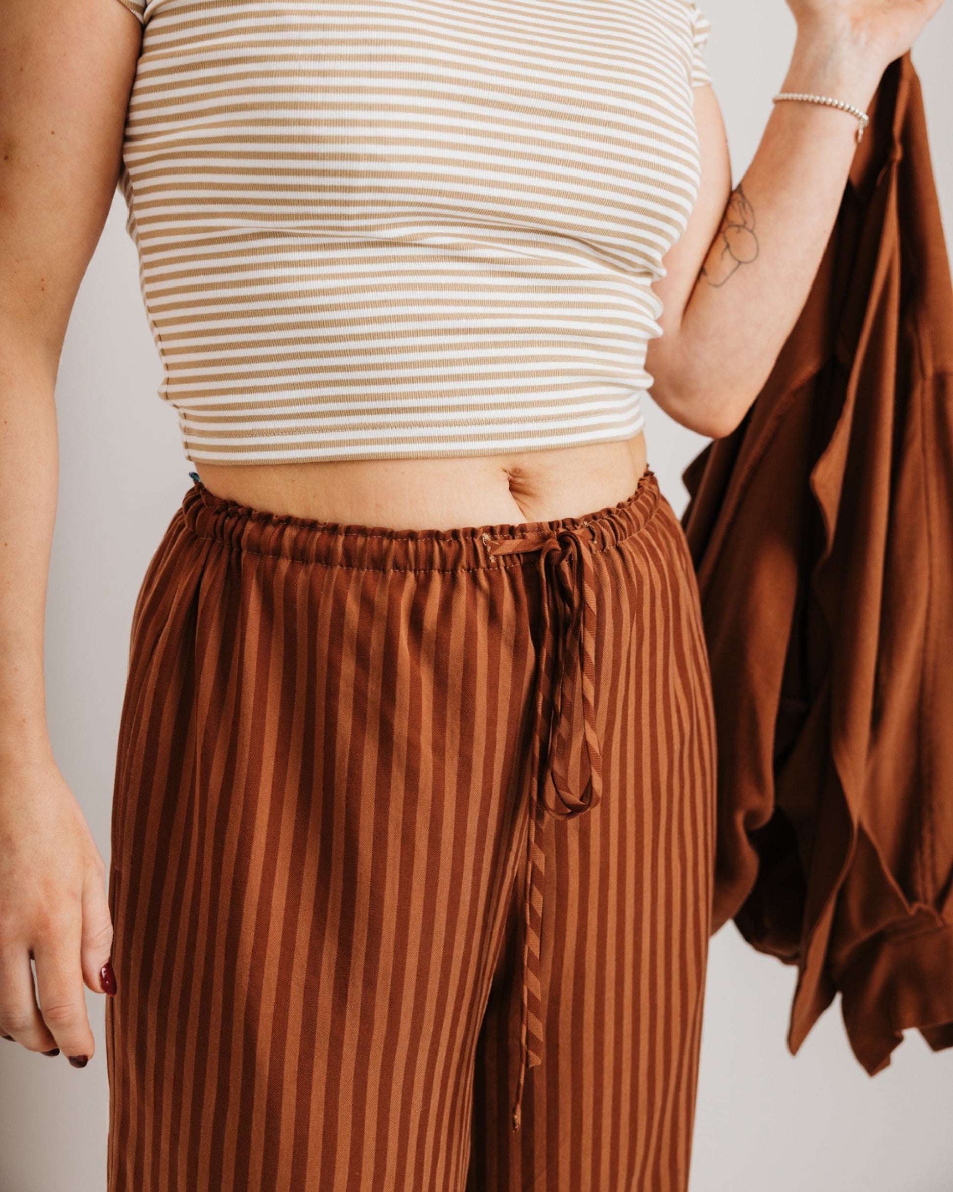the Daisy Trouser - Mocha Stripe