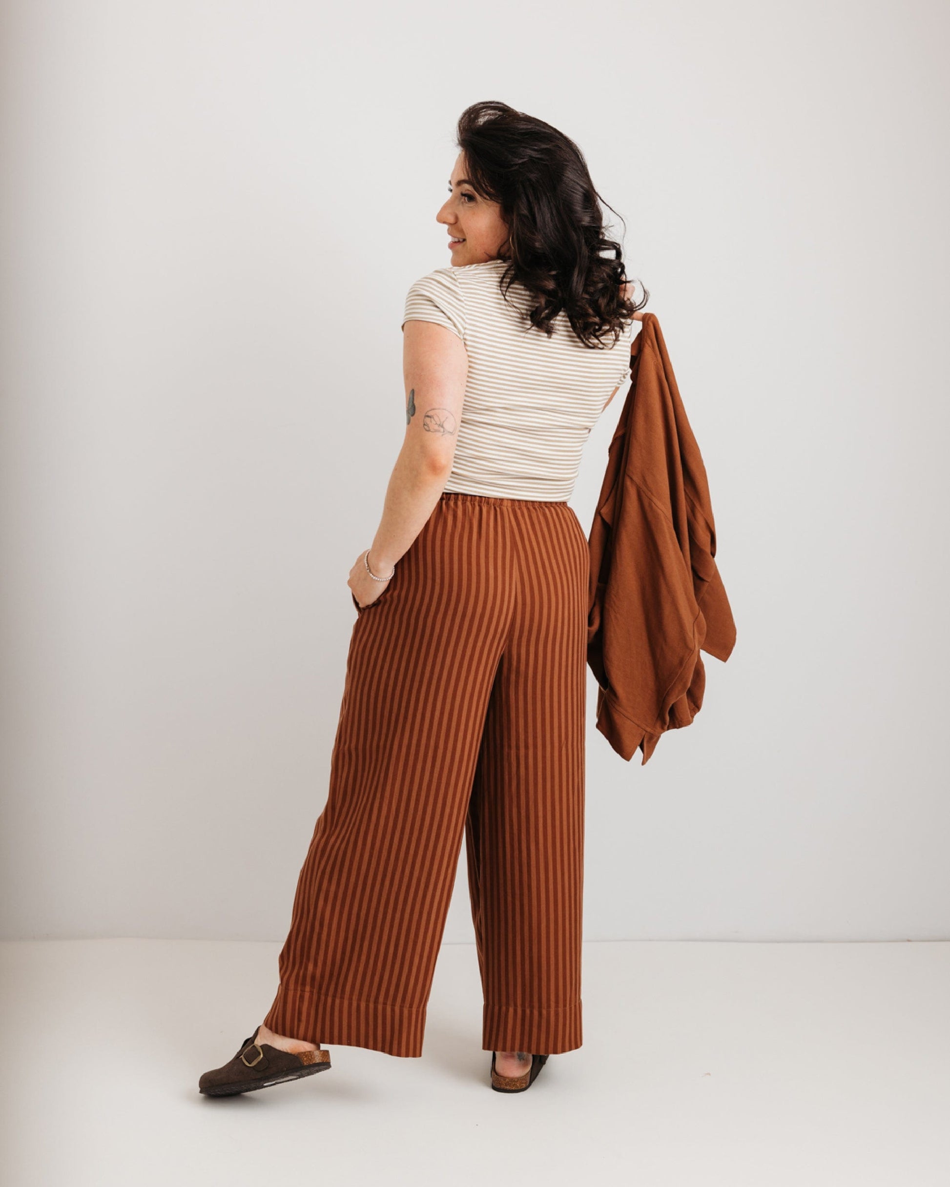 the Daisy Trouser - Mocha Stripe