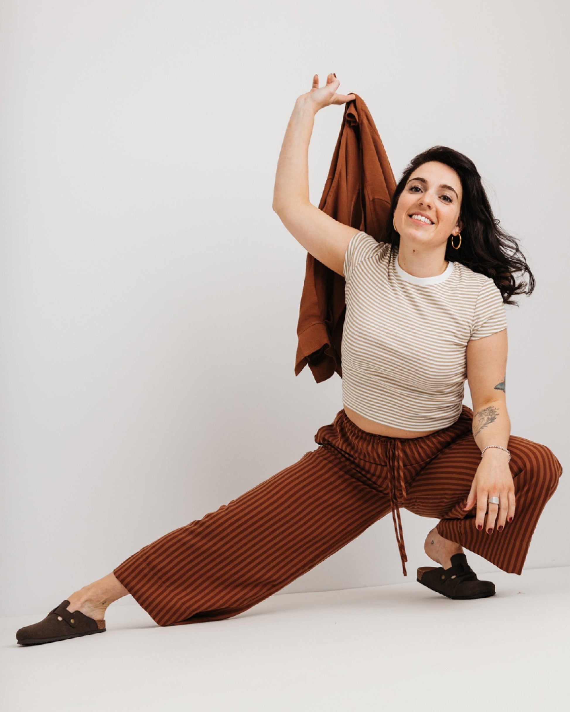 the Daisy Trouser - Mocha Stripe