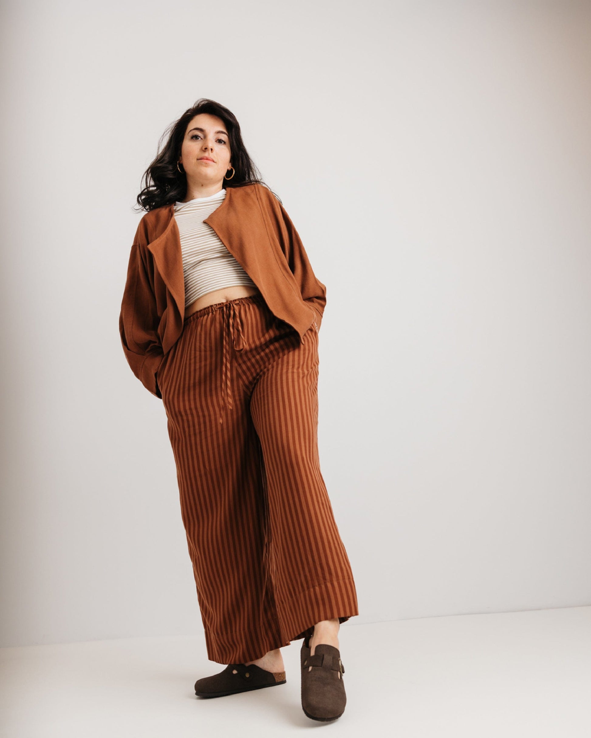 the Daisy Trouser - Mocha Stripe