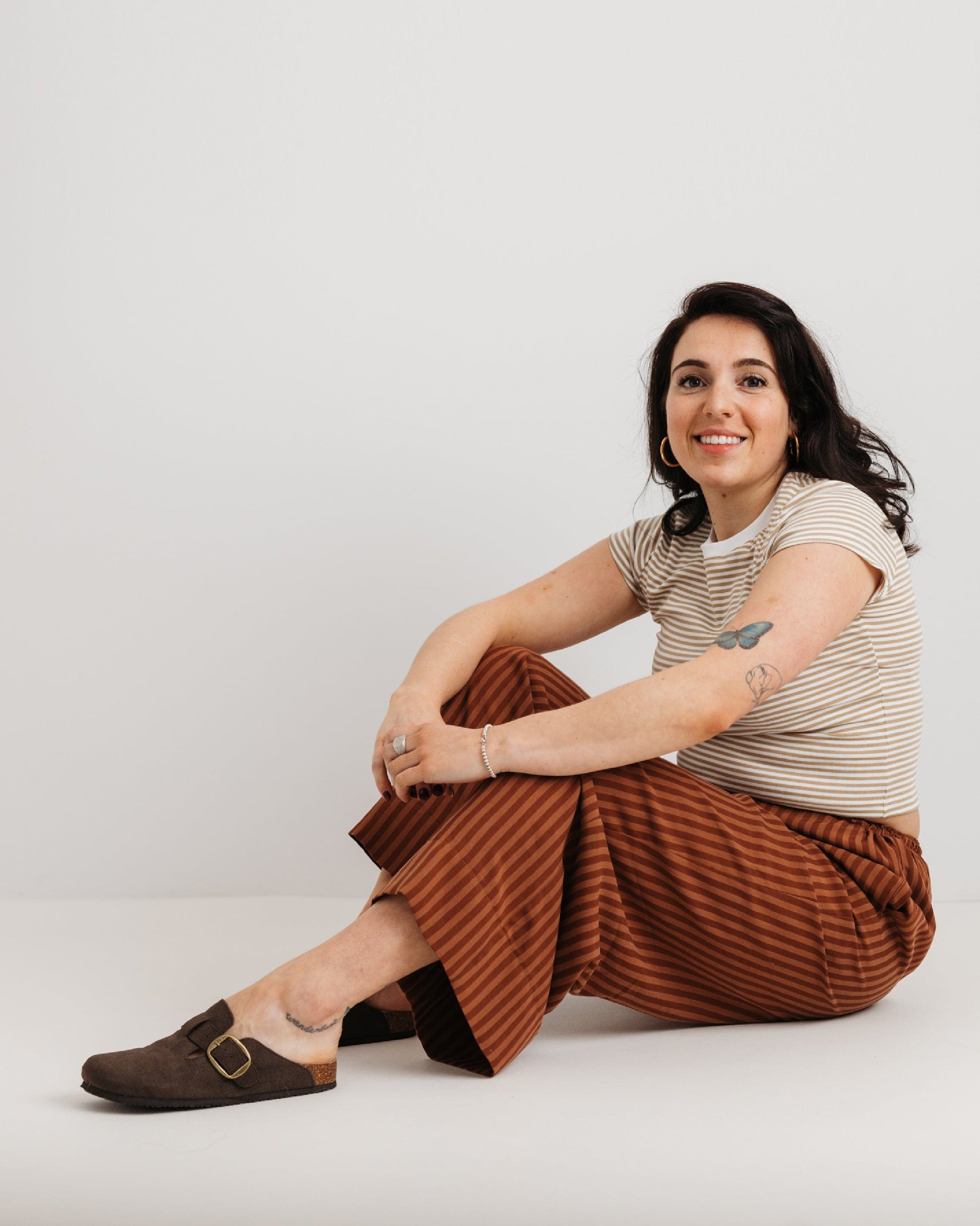 the Daisy Trouser - Mocha Stripe