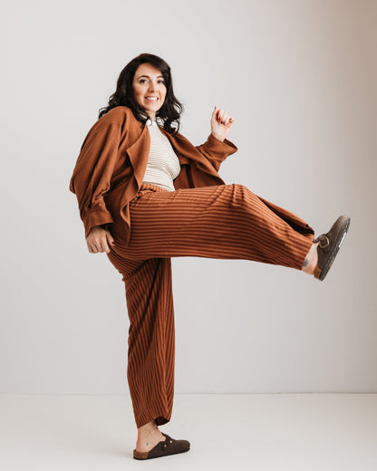 the Daisy Trouser - Mocha Stripe