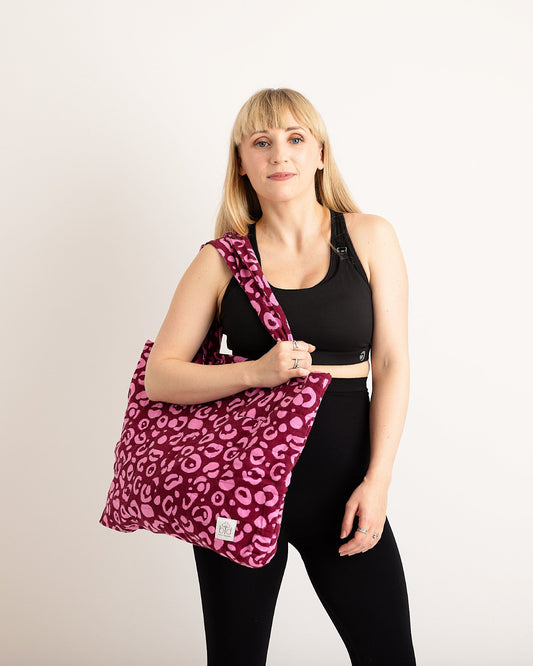 the Everything Tote Bag - Pink Leopard Linen