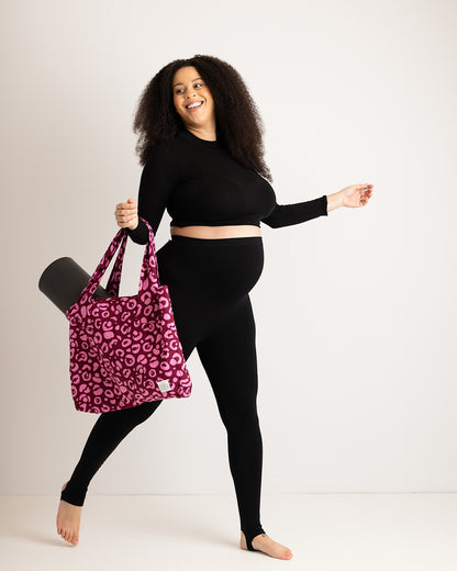 the Everything Tote Bag - Pink Leopard Linen