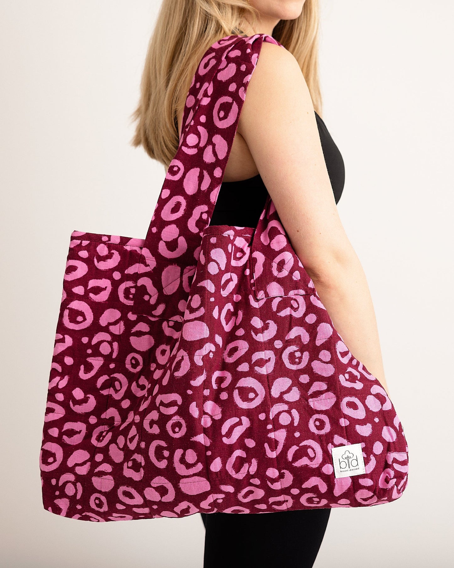 the Everything Tote Bag - Pink Leopard Linen