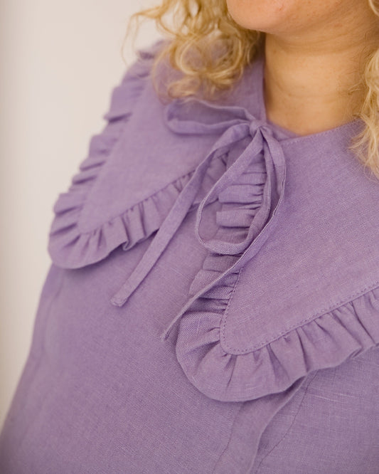 Ruffle Detachable Collar - Margot Collar - Lavender Linen