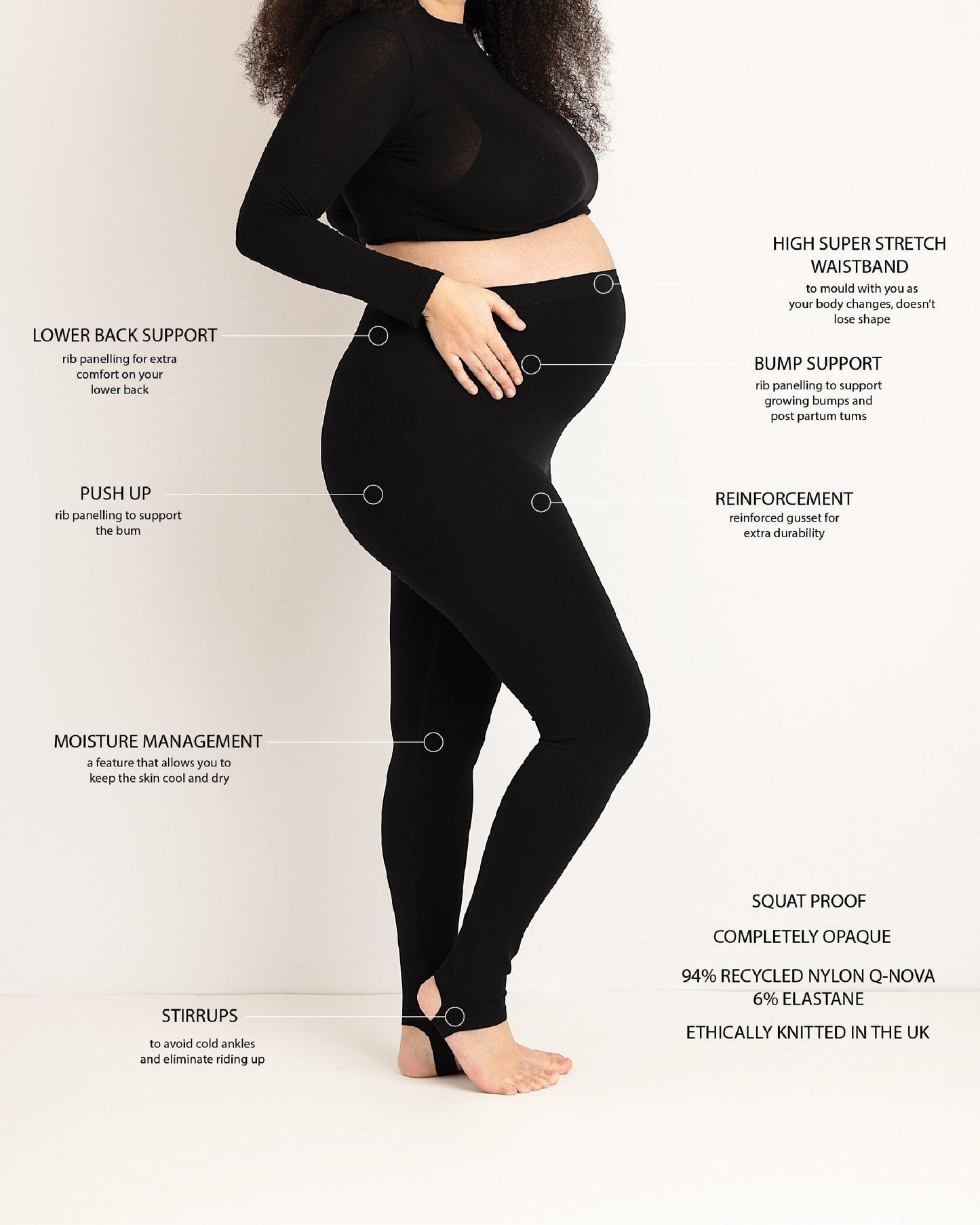 Penny Leggings - Maternity + Postpartum Leggings - Bump Supporting - Black