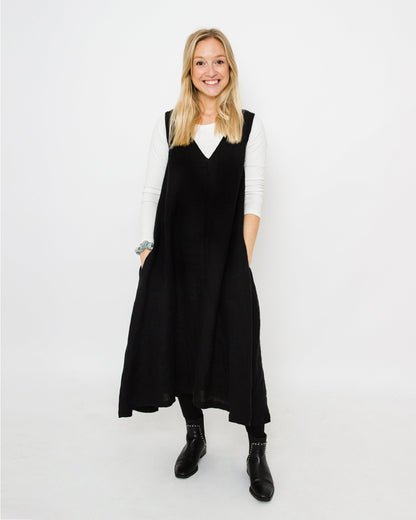Linen Lucy Dress | Black Linen | Journy