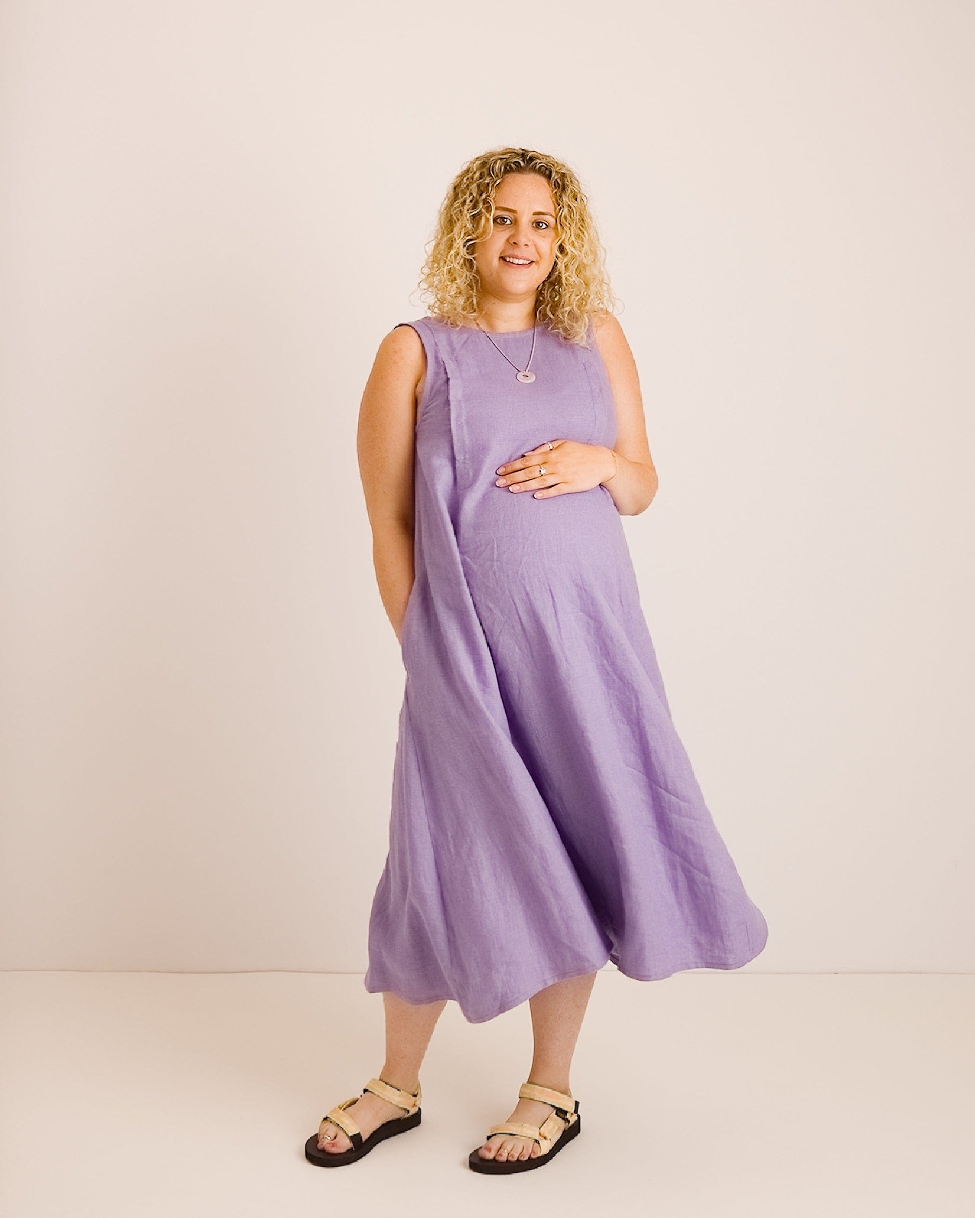 Lucy Dress - Lavender Linen