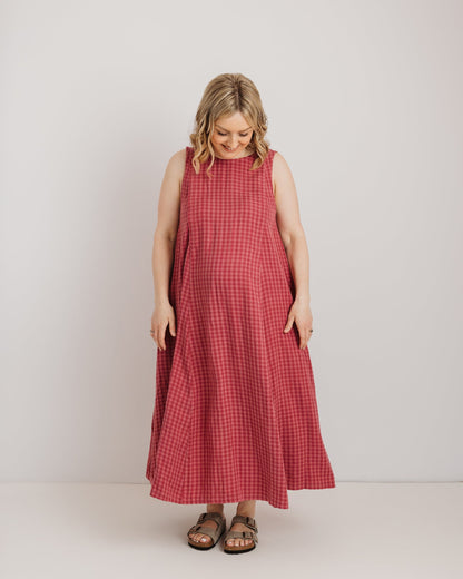 Lucy Dress - Pink Check Tencel