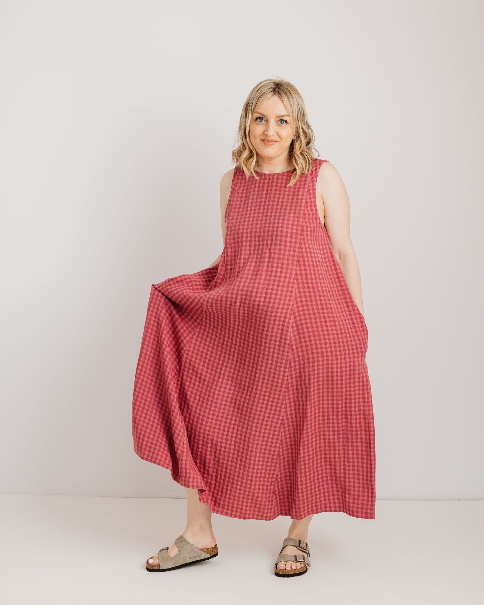 Lucy Dress - Pink Check Tencel